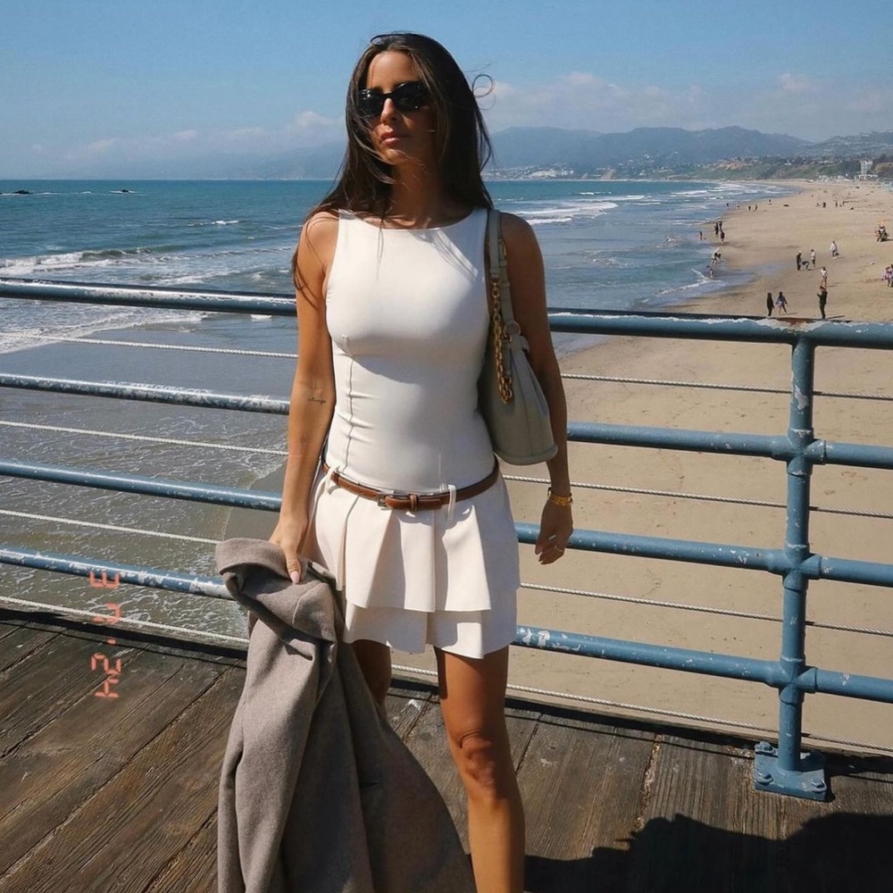 ZARA BELTED BOX PLEAT JUMPSUIT DRESS - Picture 7 of 9